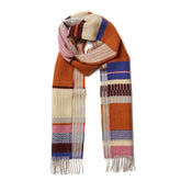 Wallace Sewell LAMBSWOOL STRIPE SCARVES -Strathay - AMBER ORANGE