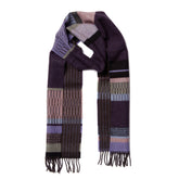 Wallace Sewell LAMBSWOOL STRIPE SCARVES -Strathay - ELDERBERRY PURPLE