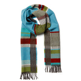Wallace Sewell LAMBSWOOL STRIPE SCARVES -Strathay - VERDIGRIS TURQUOISE