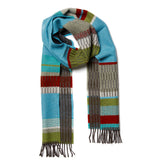 Wallace Sewell LAMBSWOOL STRIPE SCARVES -Strathay - VERDIGRIS TURQUOISE