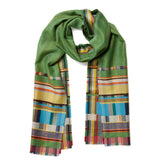 Wallace Sewell Silk and Lambswool scarves - Fritton - PARROT GREEN