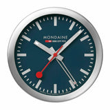 Mondaine Table Clock 125mm Aluminum Mini Alarm Clock // Deep Blue