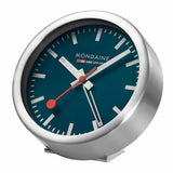 Mondaine Table Clock 125mm Aluminum Mini Alarm Clock // Deep Blue